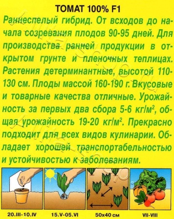 Томат 100% F1 10шт. (Аэлита)
