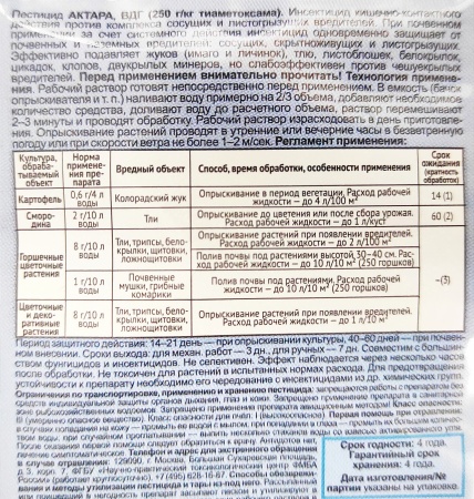 Актара (1,2г) супер средство от колорадского жука, тли, трипсов,белокрылки, щитовки, почвенных мушек